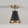 imageGLOBE 65789 Mia 1Light SemiFlush Mount Ceiling Light Matte Black Shade Matte Brass Accent Bulb Not Included