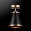 imageGLOBE 65789 Mia 1Light SemiFlush Mount Ceiling Light Matte Black Shade Matte Brass Accent Bulb Not Included