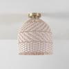 imageGLOBE Electric 65790 1Light Flush Mount Ceiling Light Matte Brass Cream Rattan ShadeArtessa