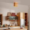 imageGLOBE Electric 65790 1Light Flush Mount Ceiling Light Matte Brass Cream Rattan ShadeBali