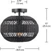 imageGLOBE Electric 65790 1Light Flush Mount Ceiling Light Matte Brass Cream Rattan ShadeBeth
