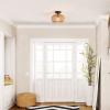 imageGLOBE Electric 65790 1Light Flush Mount Ceiling Light Matte Brass Cream Rattan ShadeFitz