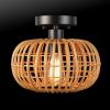 imageGLOBE Electric 65790 1Light Flush Mount Ceiling Light Matte Brass Cream Rattan ShadeFitz