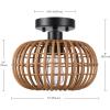 imageGLOBE Electric 65790 1Light Flush Mount Ceiling Light Matte Brass Cream Rattan ShadeFitz