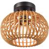 imageGLOBE Electric 65790 1Light Flush Mount Ceiling Light Matte Brass Cream Rattan ShadeFitz