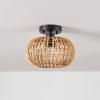 imageGLOBE Electric 65790 1Light Flush Mount Ceiling Light Matte Brass Cream Rattan ShadeFitz
