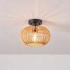 imageGLOBE Electric 65790 1Light Flush Mount Ceiling Light Matte Brass Cream Rattan ShadeFitz