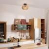 imageGLOBE Electric 65790 1Light Flush Mount Ceiling Light Matte Brass Cream Rattan ShadeFitz