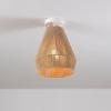 imageGLOBE Electric 65790 1Light Flush Mount Ceiling Light Matte Brass Cream Rattan ShadeGrant