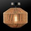 imageGLOBE Electric 65790 1Light Flush Mount Ceiling Light Matte Brass Cream Rattan ShadeLotus