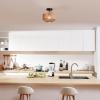 imageGLOBE Electric 65790 1Light Flush Mount Ceiling Light Matte Brass Cream Rattan ShadeLotus