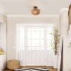 imageGLOBE Electric 65790 1Light Flush Mount Ceiling Light Matte Brass Cream Rattan ShadeLotus