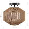 imageGLOBE Electric 65790 1Light Flush Mount Ceiling Light Matte Brass Cream Rattan ShadeLotus