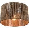 imageGLOBE Electric 65790 1Light Flush Mount Ceiling Light Matte Brass Cream Rattan ShadeLulu