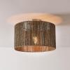 imageGLOBE Electric 65790 1Light Flush Mount Ceiling Light Matte Brass Cream Rattan ShadeLulu