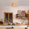 imageGLOBE Electric 65790 1Light Flush Mount Ceiling Light Matte Brass Cream Rattan ShadeOcean