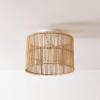 imageGLOBE Electric 65790 1Light Flush Mount Ceiling Light Matte Brass Cream Rattan ShadeOcean