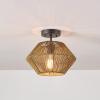 imageGLOBE Electric 65790 1Light Flush Mount Ceiling Light Matte Brass Cream Rattan ShadeTerra