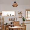 imageGLOBE Electric 65790 1Light Flush Mount Ceiling Light Matte Brass Cream Rattan ShadeTerra