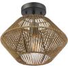 imageGLOBE Electric 65790 1Light Flush Mount Ceiling Light Matte Brass Cream Rattan ShadeTerra