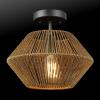 imageGLOBE Electric 65790 1Light Flush Mount Ceiling Light Matte Brass Cream Rattan ShadeTerra