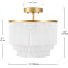 imageGLOBE Electric 65892 1Light Flush Mount Ceiling Light Matte Gold White Fabric Fringe Shade Bulb Not Included
