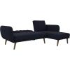 imageNovogratz 2276629N Brittany Sofa Blue Linen Sectional FutonBlue Linen