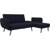 imageNovogratz 2276629N Brittany Sofa Blue Linen Sectional FutonBlue Linen