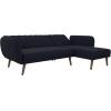 imageNovogratz 2276629N Brittany Sofa Blue Linen Sectional FutonBlue Linen