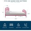 imageNovogratz Bushwick King Bed Frame Metal with Slightly Triangular Headboard Inset Spindles Adjustable Base for Storage No Box Spring Needed Gunmetal GreyHot Pink