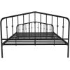 imageNovogratz Bushwick King Bed Frame Metal with Slightly Triangular Headboard Inset Spindles Adjustable Base for Storage No Box Spring Needed Gunmetal GreyBlack