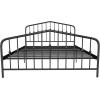 imageNovogratz Bushwick King Bed Frame Metal with Slightly Triangular Headboard Inset Spindles Adjustable Base for Storage No Box Spring Needed Gunmetal GreyBlack
