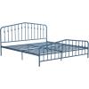 imageNovogratz Bushwick King Bed Frame Metal with Slightly Triangular Headboard Inset Spindles Adjustable Base for Storage No Box Spring Needed Gunmetal GreySea Blue