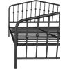 imageNovogratz Bushwick King Bed Frame Metal with Slightly Triangular Headboard Inset Spindles Adjustable Base for Storage No Box Spring Needed Gunmetal GreyBlack