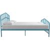 imageNovogratz Bushwick King Bed Frame Metal with Slightly Triangular Headboard Inset Spindles Adjustable Base for Storage No Box Spring Needed Gunmetal GreySea Blue