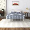 imageNovogratz Bushwick King Bed Frame Metal with Slightly Triangular Headboard Inset Spindles Adjustable Base for Storage No Box Spring Needed Gunmetal GreyWhite