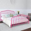 imageNovogratz Bushwick King Bed Frame Metal with Slightly Triangular Headboard Inset Spindles Adjustable Base for Storage No Box Spring Needed Gunmetal GreyHot Pink