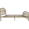 imageNovogratz Bushwick King Bed Frame Metal with Slightly Triangular Headboard Inset Spindles Adjustable Base for Storage No Box Spring Needed Gunmetal GreyGold