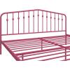 imageNovogratz Bushwick King Bed Frame Metal with Slightly Triangular Headboard Inset Spindles Adjustable Base for Storage No Box Spring Needed Gunmetal GreyHot Pink