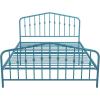 imageNovogratz Bushwick King Bed Frame Metal with Slightly Triangular Headboard Inset Spindles Adjustable Base for Storage No Box Spring Needed Gunmetal GreySea Blue