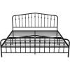 imageNovogratz Bushwick King Bed Frame Metal with Slightly Triangular Headboard Inset Spindles Adjustable Base for Storage No Box Spring Needed Gunmetal GreyBlack