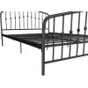 imageNovogratz Bushwick King Bed Frame Metal with Slightly Triangular Headboard Inset Spindles Adjustable Base for Storage No Box Spring Needed Gunmetal GreyBlack