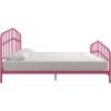 imageNovogratz Bushwick King Bed Frame Metal with Slightly Triangular Headboard Inset Spindles Adjustable Base for Storage No Box Spring Needed Gunmetal GreyHot Pink