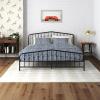 imageNovogratz Bushwick King Bed Frame Metal with Slightly Triangular Headboard Inset Spindles Adjustable Base for Storage No Box Spring Needed Gunmetal GreyBlack