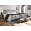 imageNovogratz Bushwick King Bed Frame Metal with Slightly Triangular Headboard Inset Spindles Adjustable Base for Storage No Box Spring Needed Gunmetal GreyGunmetal Gray