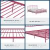 imageNovogratz Bushwick King Bed Frame Metal with Slightly Triangular Headboard Inset Spindles Adjustable Base for Storage No Box Spring Needed Gunmetal GreyHot Pink