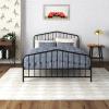 imageNovogratz Bushwick King Bed Frame Metal with Slightly Triangular Headboard Inset Spindles Adjustable Base for Storage No Box Spring Needed Gunmetal GreyBlack