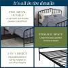 imageNovogratz Bushwick King Bed Frame Metal with Slightly Triangular Headboard Inset Spindles Adjustable Base for Storage No Box Spring Needed Gunmetal GreyBlack