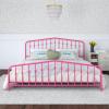imageNovogratz Bushwick King Bed Frame Metal with Slightly Triangular Headboard Inset Spindles Adjustable Base for Storage No Box Spring Needed Gunmetal GreyHot Pink