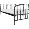 imageNovogratz Bushwick King Bed Frame Metal with Slightly Triangular Headboard Inset Spindles Adjustable Base for Storage No Box Spring Needed Gunmetal GreyBlack